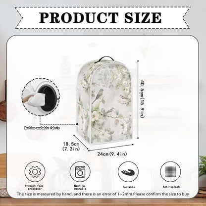 Hummingbird Floral White Blender Dust Cover, Anti Fingerprint Polyester Stand - Image 6