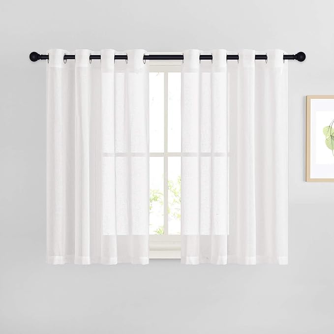 NICETOWN Linen White Sheer 48 inch Curtains by NICETOWN