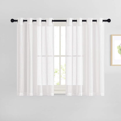 NICETOWN Linen White Sheer 48 inch Curtains by NICETOWN