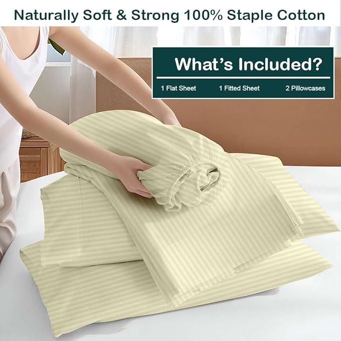 NON Sticky cotton Full Size Sleeper Sofa Sheets, 4 Piece Egyptian Cotton Bed - Image 3