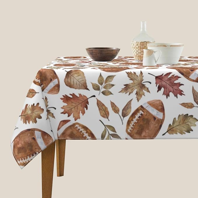 Fall Tablecloth Square 60×60 Inch, Football Maple Leaf Decor Print Tablecloth - Image 4