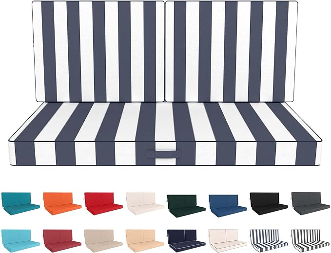 Outdoor Loveseat Cushion Set 46 x 26 Inch, Waterproof & Fade-Resistant Deep by Vulacko