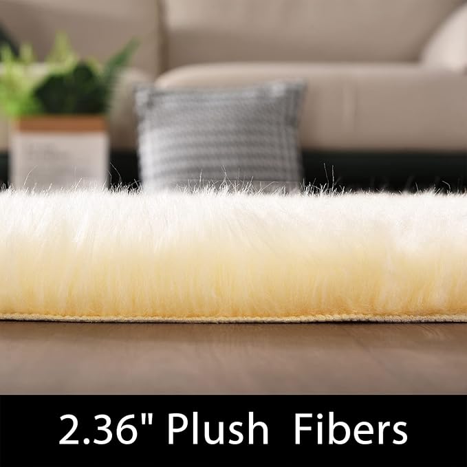 Latepis Yellow Area Rug for Living Room 6x9 Faux Fur Fluffy Rug Washable - Image 2