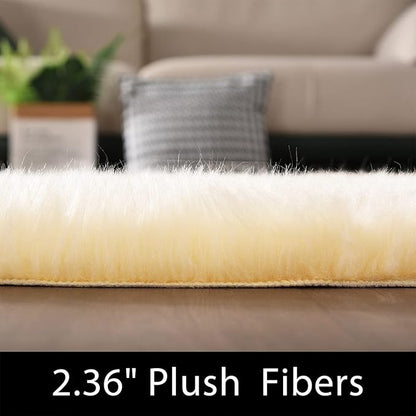Latepis Yellow Shaggy Rug Bedroom Rugs 4x6 Area Rug Washable Faux Sheepskin Fur - Image 2