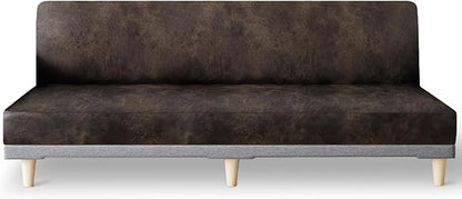molasofa Leather Like Stretch Futon Slipcover Armless Futon Bed Sofa Cover by Molasofa