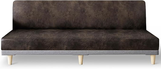 molasofa Leather Like Stretch Futon Slipcover Armless Futon Bed Sofa Cover by Molasofa