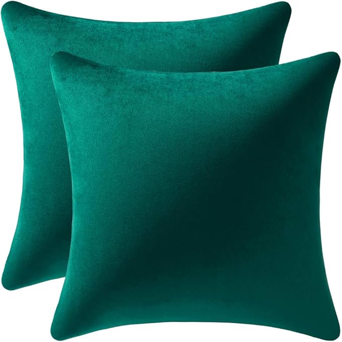 Decorative Pillow Covers 22x22 Green Christmas: 2 Pack Cozy Soft Velvet Square by DEZENE