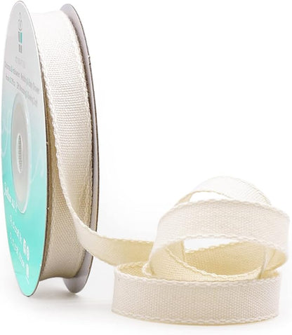 CT CRAFT LLC Ivory Cotton Ribbon 3/8" x 10 Yards by CTCRAFTLLC