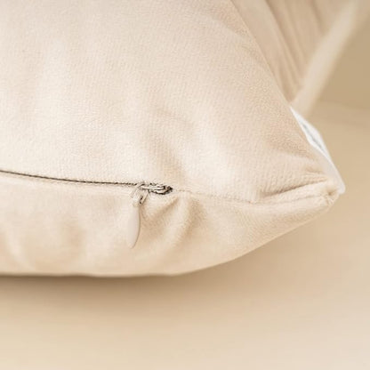 Alerfa 3D Flower Handmade Throw Pillow Cover Decorative Beige Velvet Pillowcase - Image 6