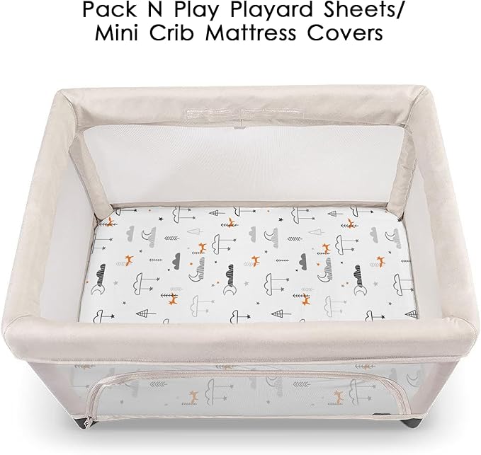 Pack n Play Sheets, BROLEX 2 Pack Mini Crib Sheets, Stretchy Portable Fitted - Image 6