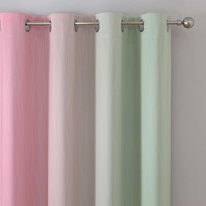 Estelar Textiler Sage and Pink Blackout Curtains 54 Inch Length, Light Blocking - Image 4