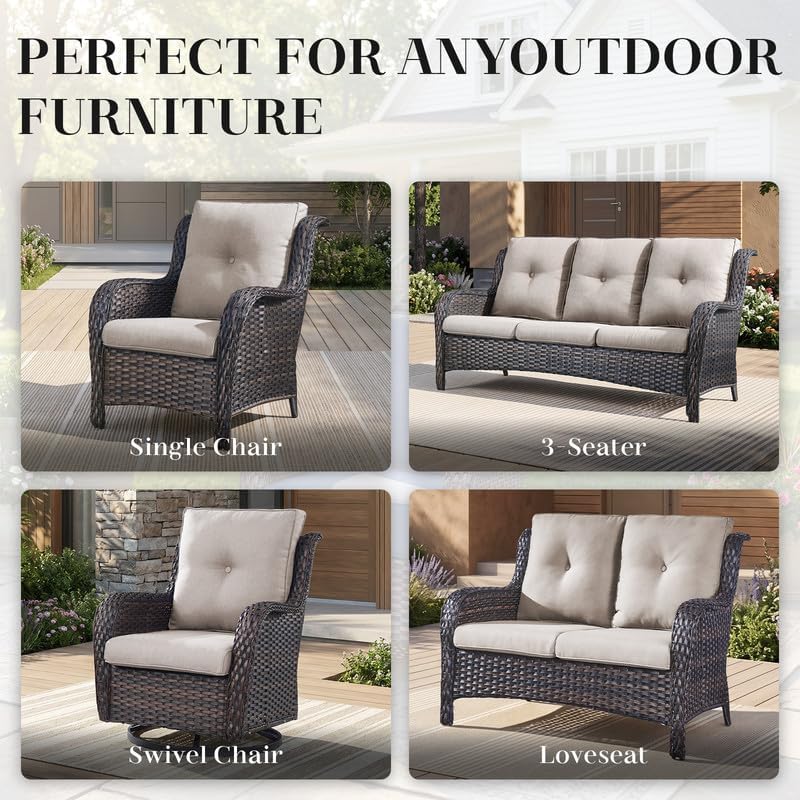 Luxury 22*24*4in Outdoor Patio Cushion, 1 Piece Beige Outdoor Cushion