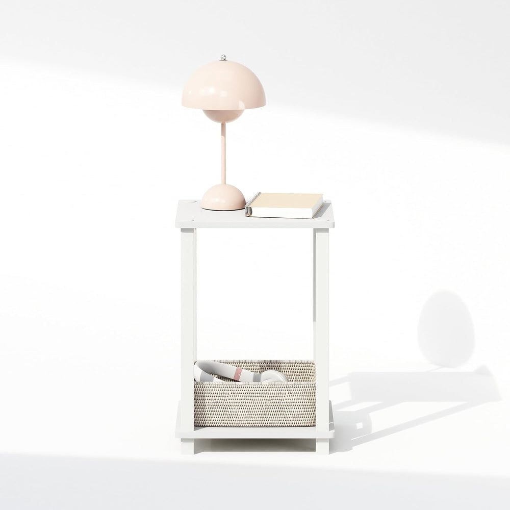 Furinno Simplistic Toolless 2-Tier Compact Night Stand, White