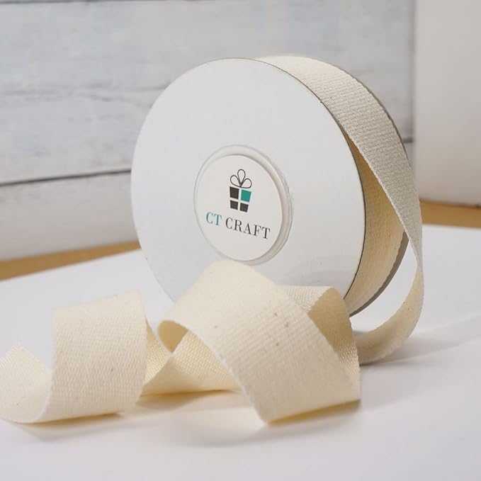CT CRAFT LLC Ivory Cotton Ribbon 7/8" x 10 Yards - Image 6