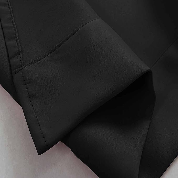Black Kitchen Curtains for Windows 2 Panels Set 48 Inch Length Blackout Short - Image 7