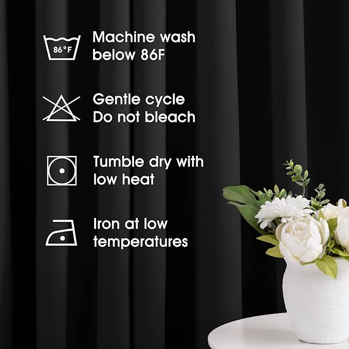 HOMEIDEAS Blackout Curtains for Bedroom 52 X 84 Inch Long 2 Panels Set Black - Image 6