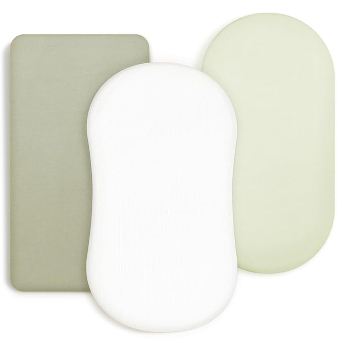GRSSDER Stretchy Ultra Soft Fitted Bassinet Sheet 3 Pack, Universal Fit by BUYNOW