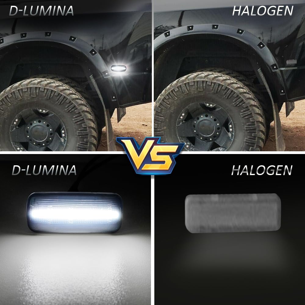 LED Side Marker Lights Smoked Lens White for 2010-2017 Dodge RAM 2500 3500