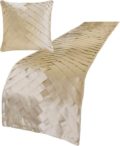 The HomeCentric King/Queen/Twin Ivory Designer Queen 74"x18" Bed Runner Without - Image 2