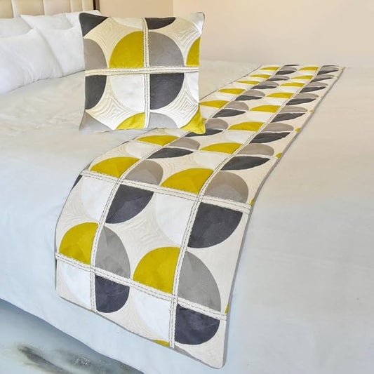 The HomeCentric King/Queen/Twin Yellow & Grey Designer CA King 86"x18" Bed by TheHomeCentric