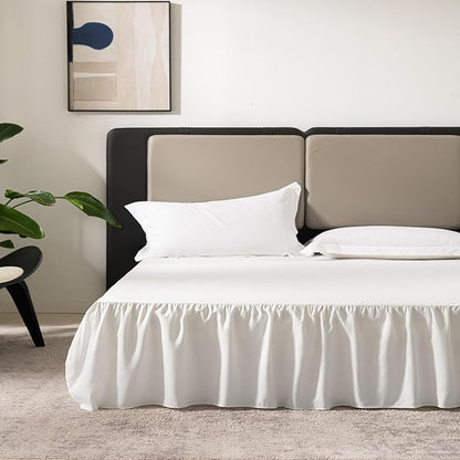 TSUTOMI Ivory Bed Skirt King Size Ruffled Bed Skirt - Image 2