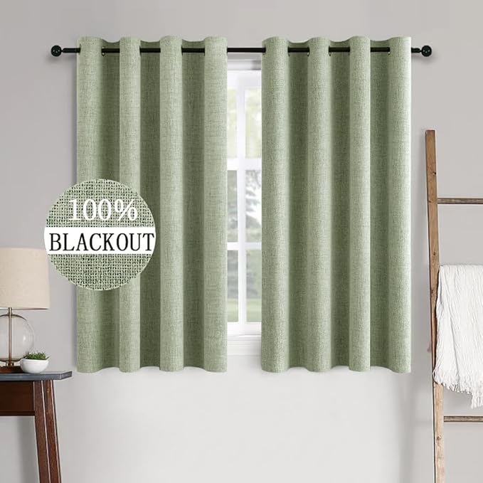 MIULEE Linen Texture Curtains for Bedroom Solid 100% Blackout Thermal Insulated by MIULEE