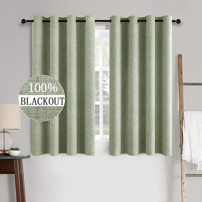 MIULEE Linen Texture Curtains for Bedroom Solid 100% Blackout Thermal Insulated by MIULEE