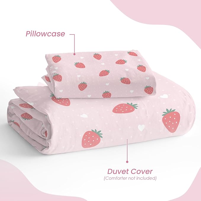 SANDJEST Strawberry Duvet Cover Sets Twin Size - Image 4