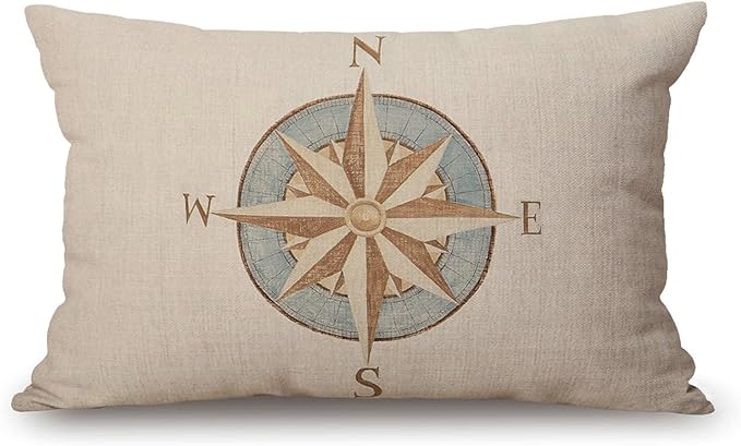 Solekla Nautical Compass Pillow Covers 12" x 20" Lumbar Pillow Covers Home by Solekla