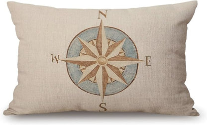 Solekla Nautical Compass Pillow Covers 12" x 20" Lumbar Pillow Covers Home by Solekla