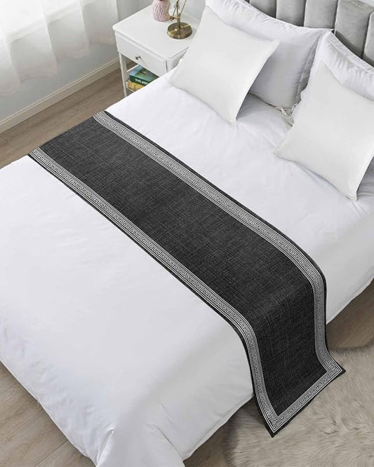 Greece Key Design Black White Bed Runners by ZFUNCING