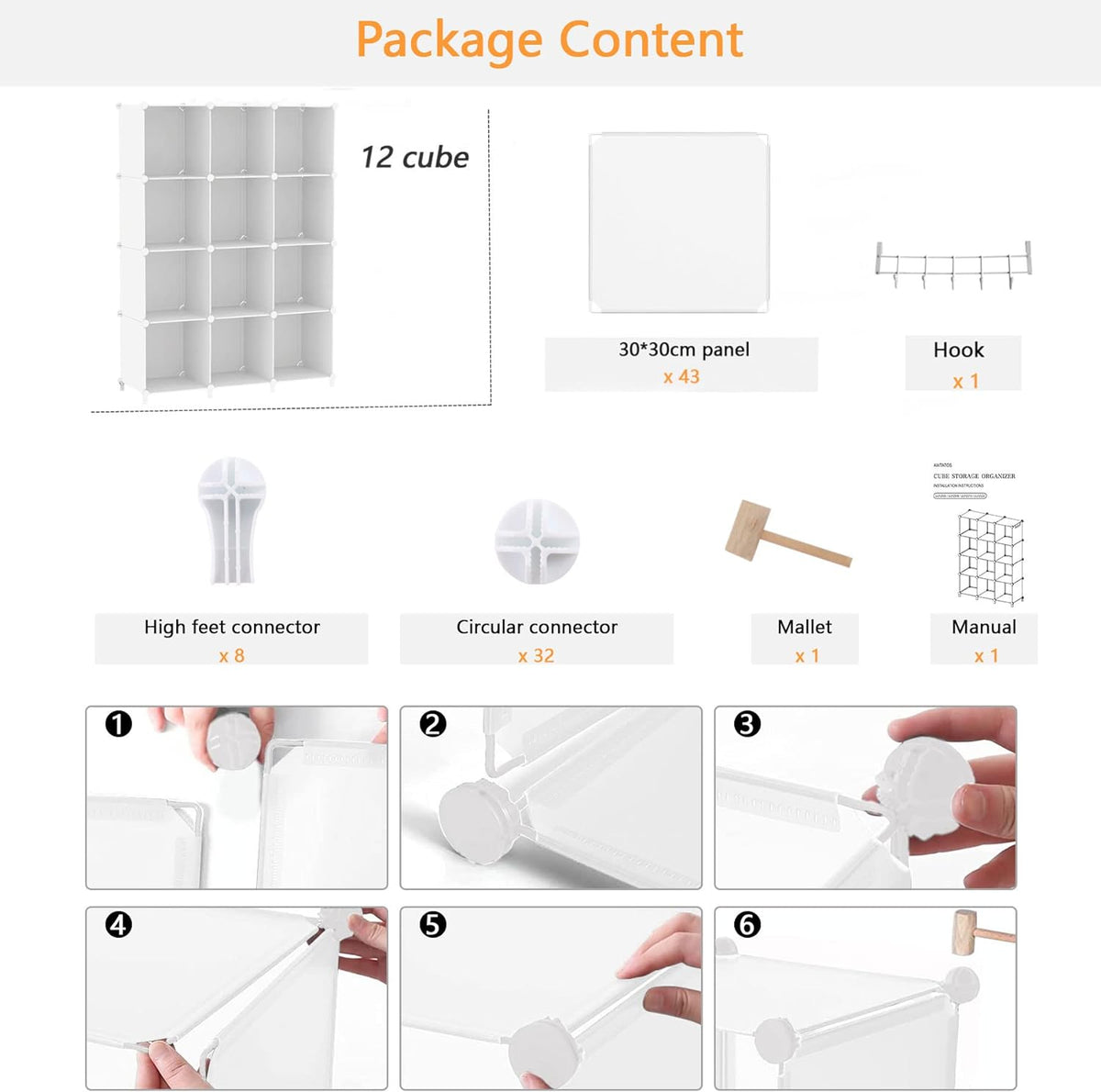 awtatos 12 cube storage organizer, closet organizer storage on a desk or shelf