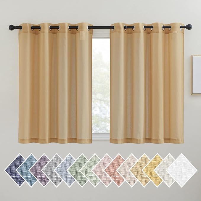 NICETOWN 45 inch Curtains Linen Sheer Textured, Grommet Semi Sheer Linen by NICETOWN