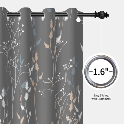 gray leaves blackout curtains 63 inch length, room, package contents