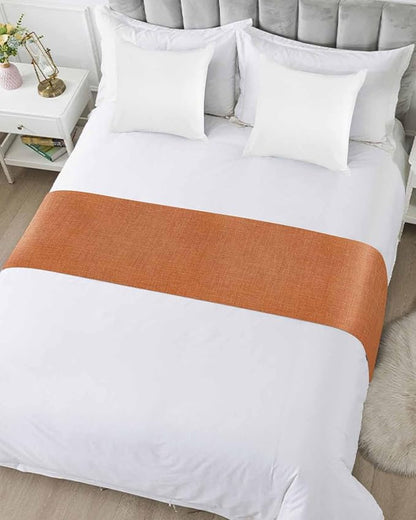Vintage Orange Linen Burlap Bed Runners - Image 3