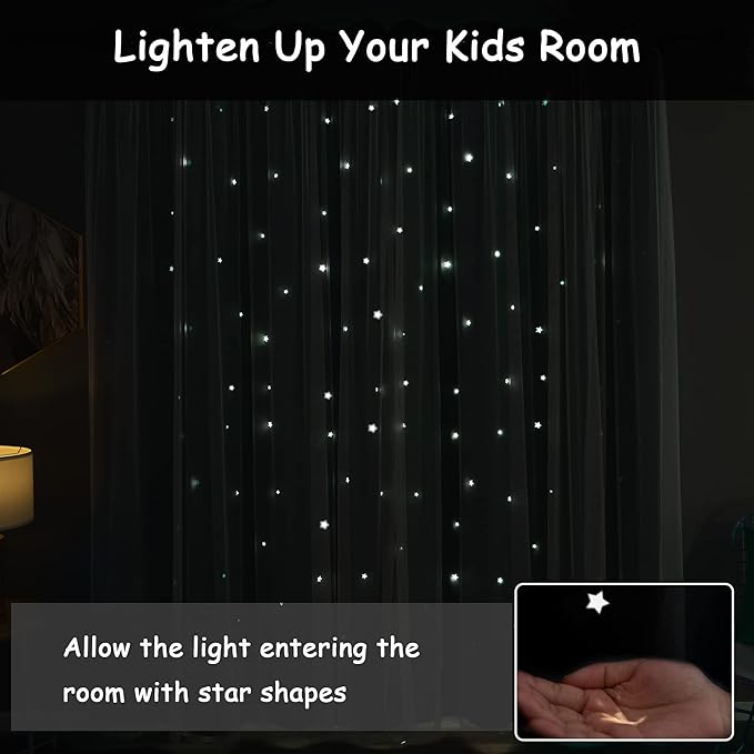 Kinryb Decorative Star Cut-Out Blackout Curtains Room Decor Curtain 84 Inch - Image 5