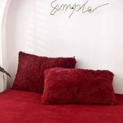 MorroMorn Decorative Pillows Covers, 2 Packs Faux Fur Pillow Cases Standard Size by MorroMorn