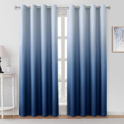 homeideas navy blue ombre blackout curtains 52w x, main product view