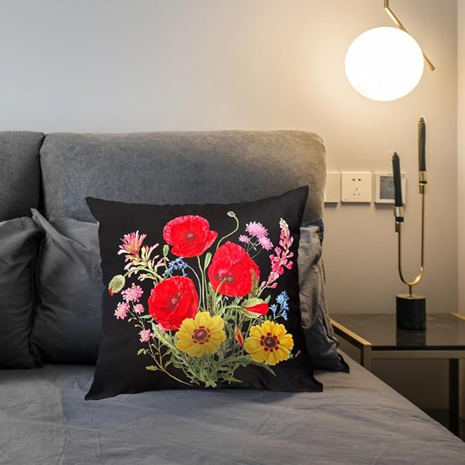 Elegant Velvet Floral Throw Pillow Cover Double Sides Handmake Flower - Image 9