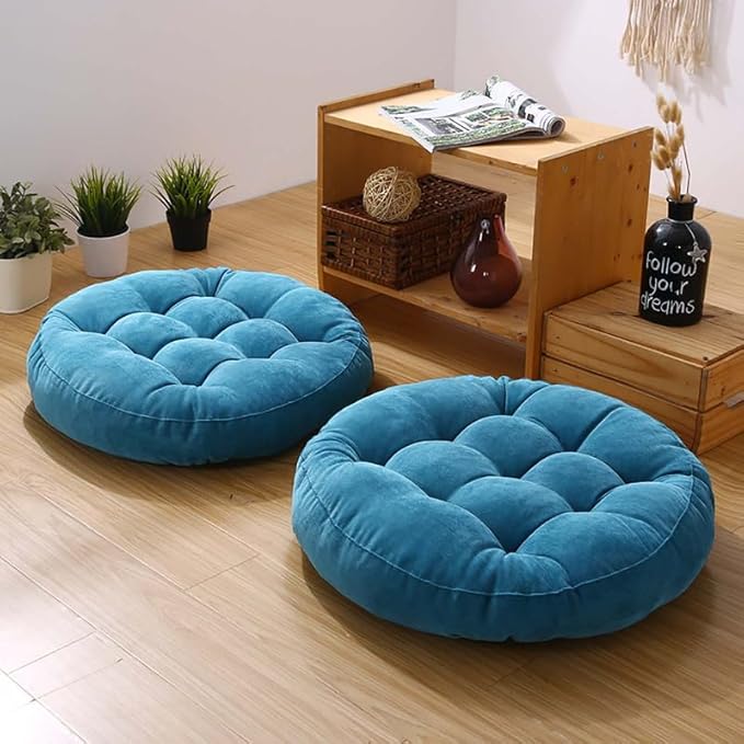 Meditation Floor Pillow Set of 2 Large Round Floor Cushions by Gfobip