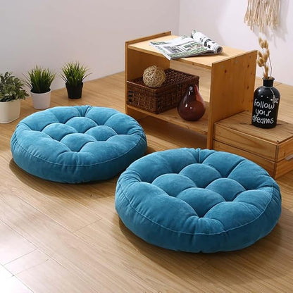 Meditation Floor Pillow Set of 2 Large Round Floor Cushions by Gfobip