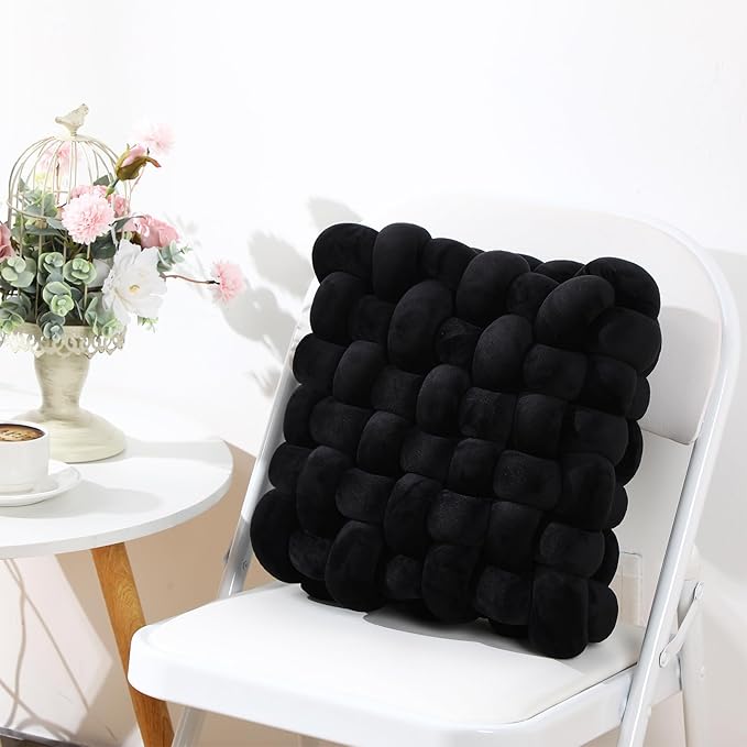 Wenqik 2 Pcs Knot Pillows Square Knotted Plush Throws Soft Accent Pillows - Image 5