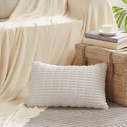 Fancy Homi 4 Packs Pure White Decorative Throw Pillow Covers 14x24 Inch - Image 2