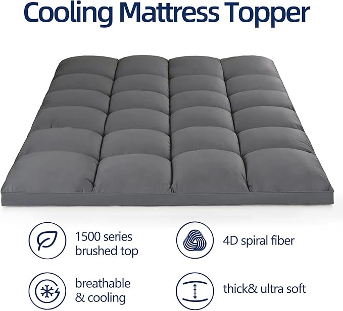 Mattress Topper Full XL for Back Pain, Extra Thick Mattress Pad Cover, Plush - Image 2