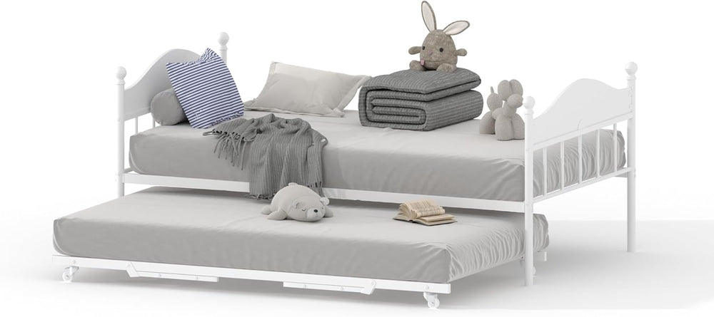 Garvee Twin Daybed with Trundle, Twin Bed Frame with with Stylish Headboard