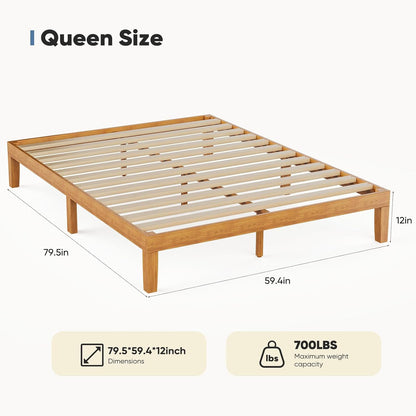 olixis queen 12 inch solid wood platform bed shown in use