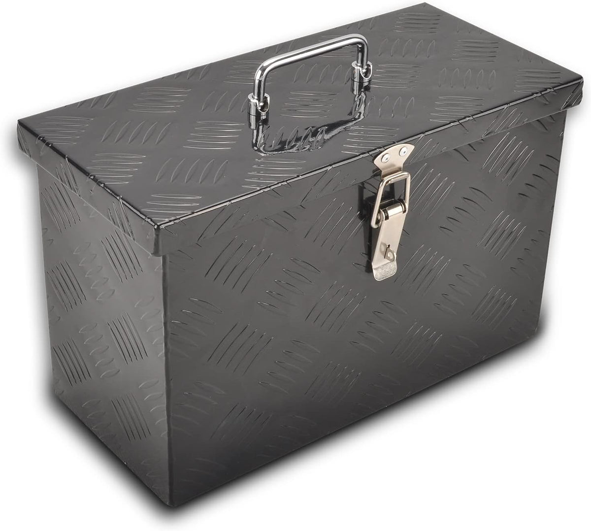 aluminum truck tool box with top handle, black(16"×7.5"×10"), main product view