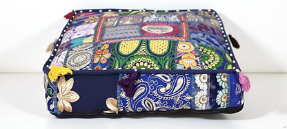 CRAFT KALA Indian Square Patchwork Traditional Pouf Cover Indian Living Room by CRAFTKALA