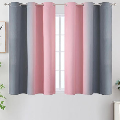 Estelar Textiler Pink and Grey Blackout Curtains 54 Inch Length, Light Blocking - Image 2