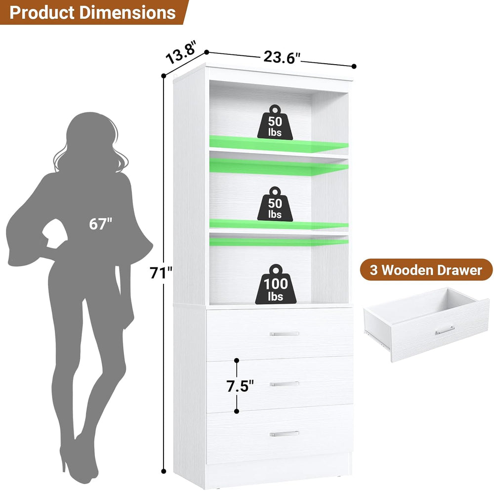 Aheaplus 23.6" Closet Drawers System, Closet System with 3 Drawers, White
